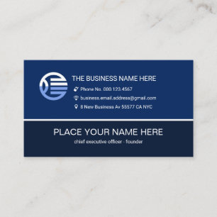 Simple Minimalist Blue Layers Store Owner Business Card