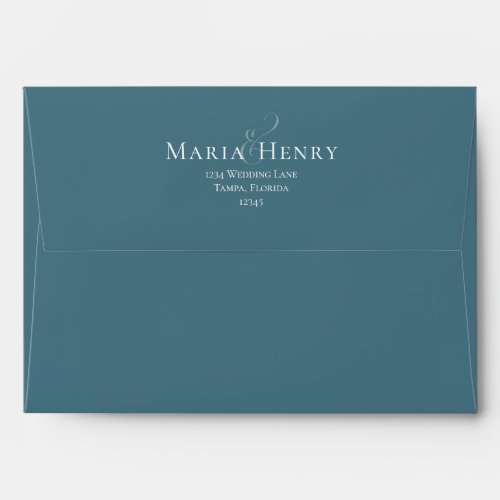 Simple Minimalist Blue Return Address Wedding  Envelope
