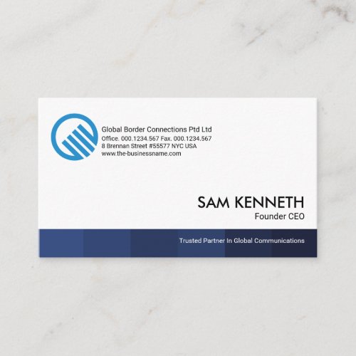 Simple Minimalist Blue Shades Stripe Founder CEO Business Card