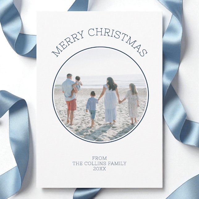 Simple Minimalist Blue Typography Merry Christmas Holiday Card (Simple Minimalist Blue Typography Merry Christmas Holiday Card)