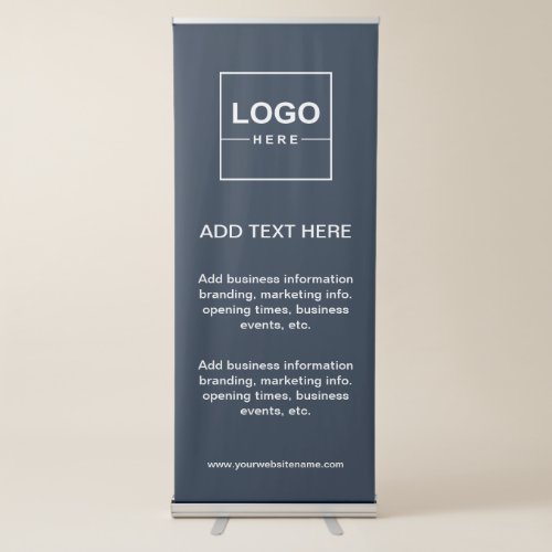 Simple Minimalist Blue White Business Logo  Retractable Banner