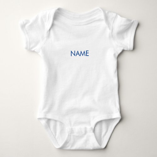 Simple minimalist blue white custom name text  baby bodysuit