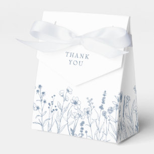 Simple Minimalist Blue Wildflower Bridal Shower Favor Boxes
