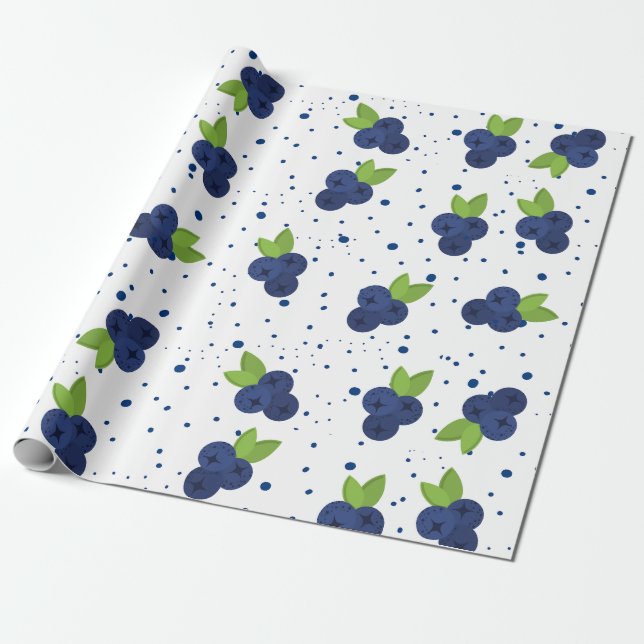Simple Minimalist Blueberry on a White Background Wrapping Paper (Unrolled)