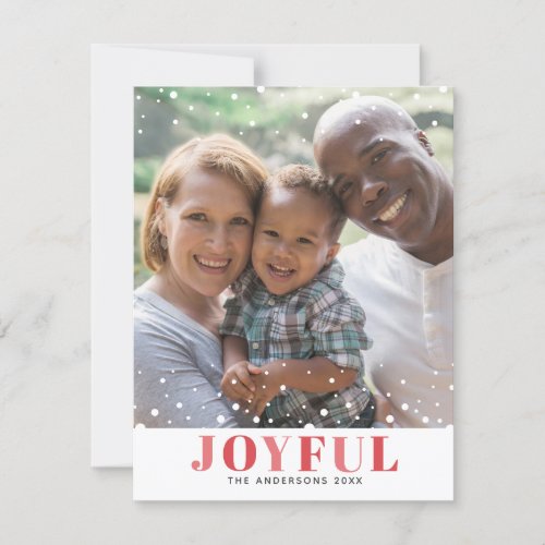 Simple Minimalist Blush Cherry Joyful Photo Card