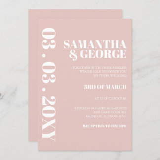 Simple Minimalist Blush Modern Wedding Invitation