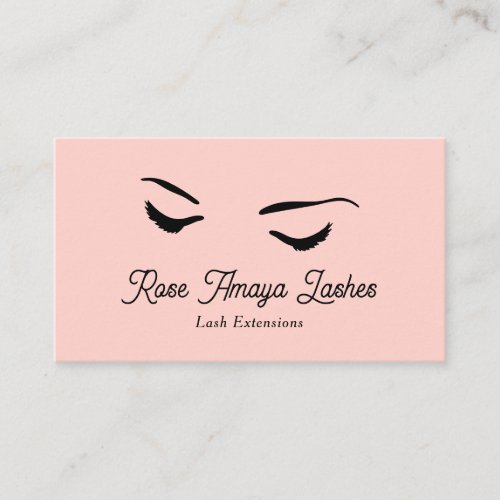 Simple Minimalist Blush Pink Eyelash Extensions Business Card