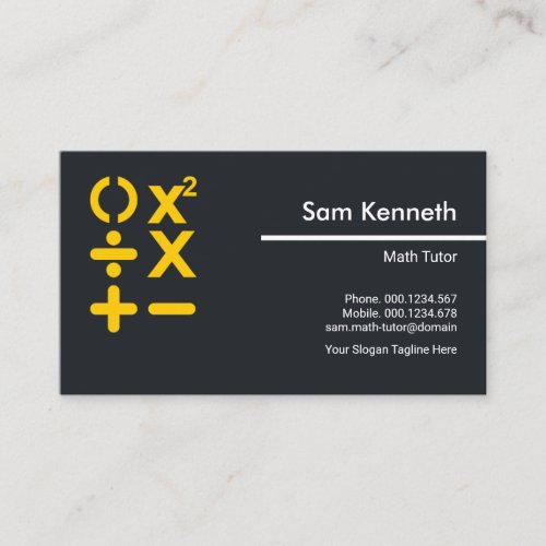 Simple Minimalist BODMAS Math Symbol Math Tutor Business Card