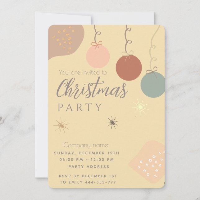 Simple minimalist boho ornaments Christmas Invitation (Front)