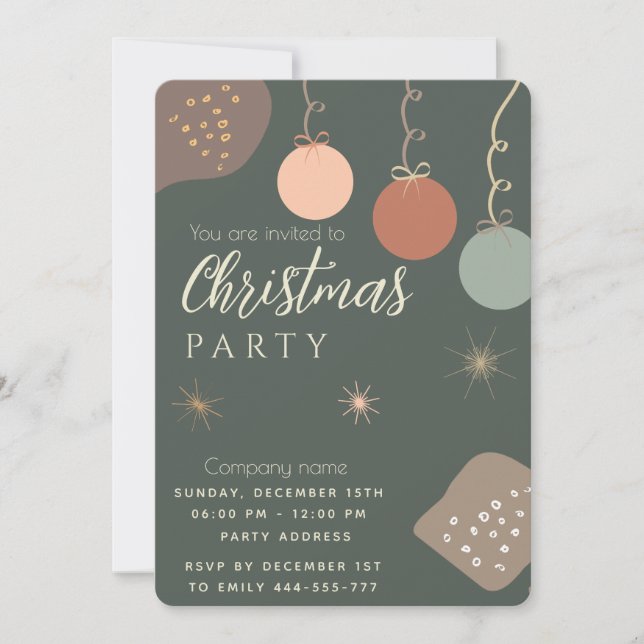 Simple minimalist boho ornaments Christmas Invitation (Front)