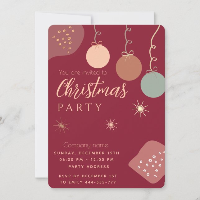 Simple minimalist boho ornaments Christmas Invitation (Front)