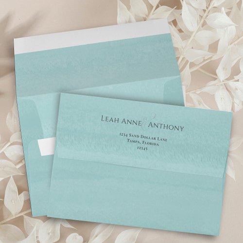 Simple Minimalist Boho Return Address Turquoise  Envelope