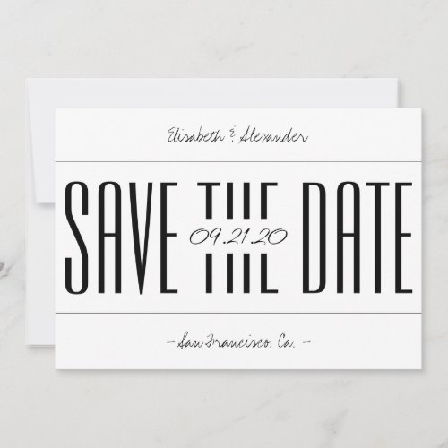 Simple minimalist bold typography script save the date