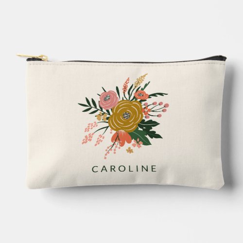 Simple Minimalist Botanical Flower Personalized  Accessory Pouch
