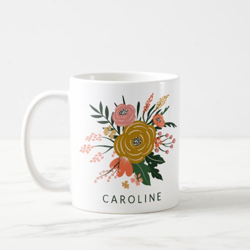 Simple Minimalist Botanical Flower Personalized   Coffee Mug