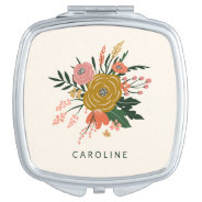 Simple Minimalist Botanical Flower Personalized Compact Mirror at Zazzle