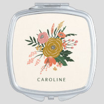Simple Minimalist Botanical Flower Personalized Compact Mirror