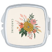 Simple Minimalist Botanical Flower Personalized Compact Mirror (Side)