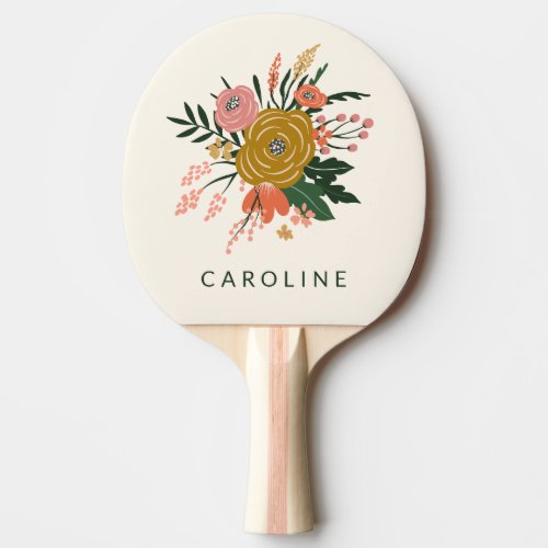 Simple Minimalist Botanical Flower Personalized  Ping Pong Paddle