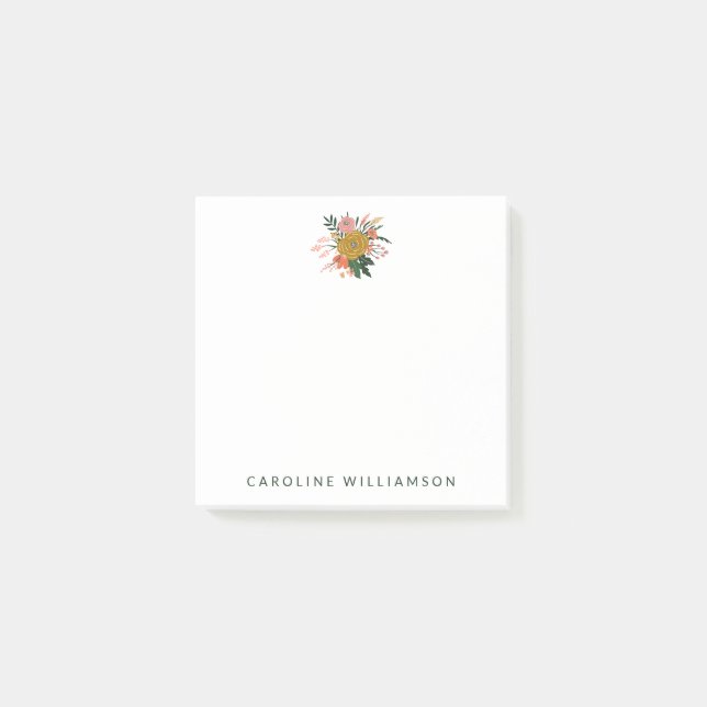 Simple Minimalist Botanical Flower Personalized  Post-it Notes (Front)