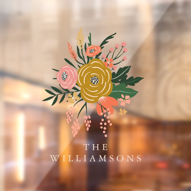 Simple Minimalist Botanical Flower Personalized  Window Cling (Sheet 2)