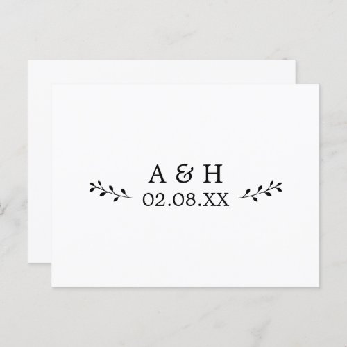 Simple Minimalist Botanical Monogram Save the Date Postcard