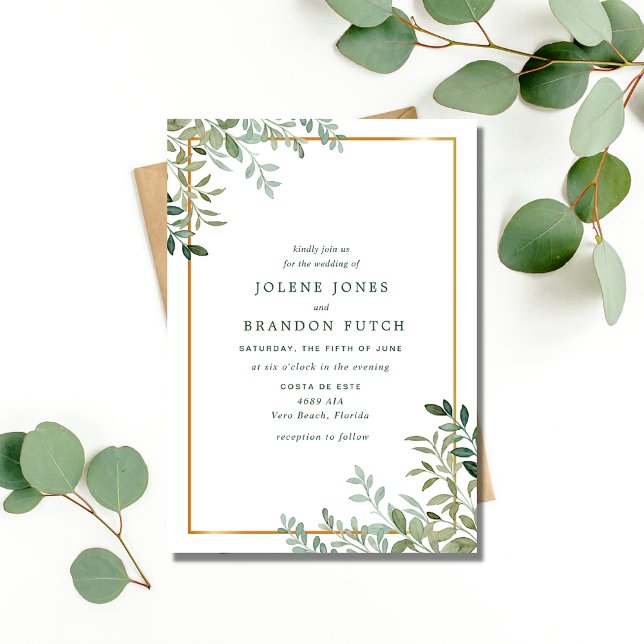Simple Minimalist Botanical Wedding Invitation (Simple Minimalist Botanical Wedding Invitation)