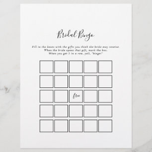 Simple Minimalist Bridal Bingo Game