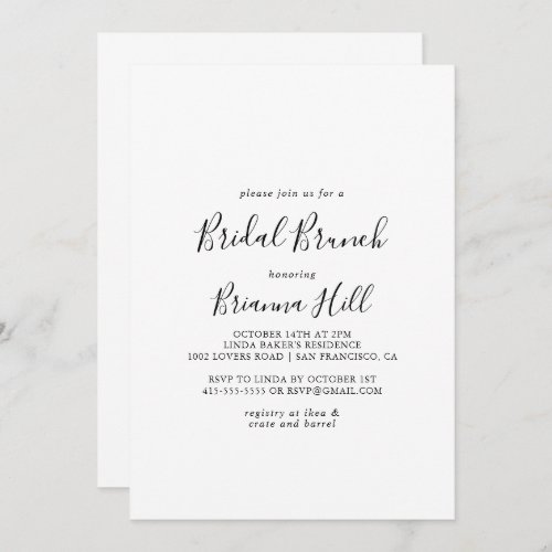 Simple Minimalist Bridal Brunch Bridal Shower Invitation