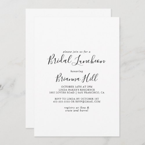 Simple Minimalist Bridal Luncheon Bridal Shower Invitation