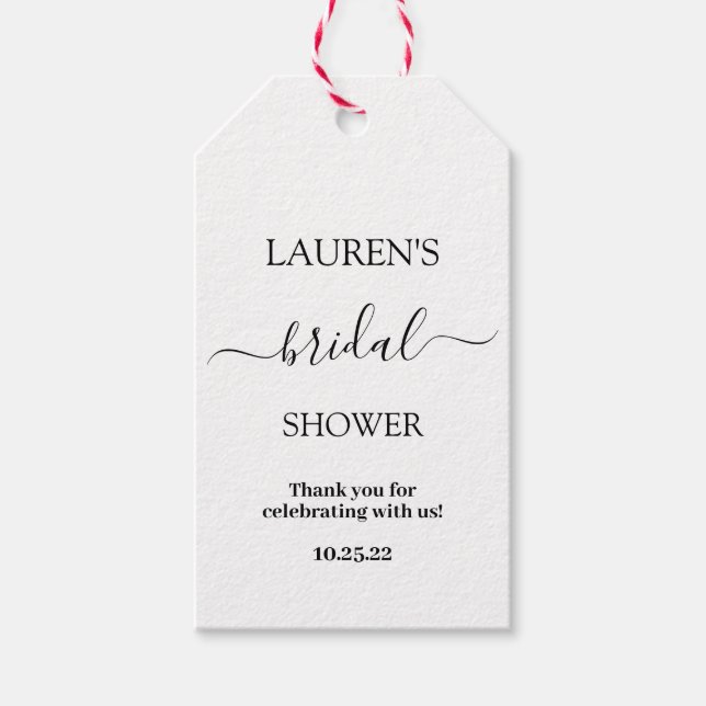 Simple minimalist bridal shower gift tags (Front)