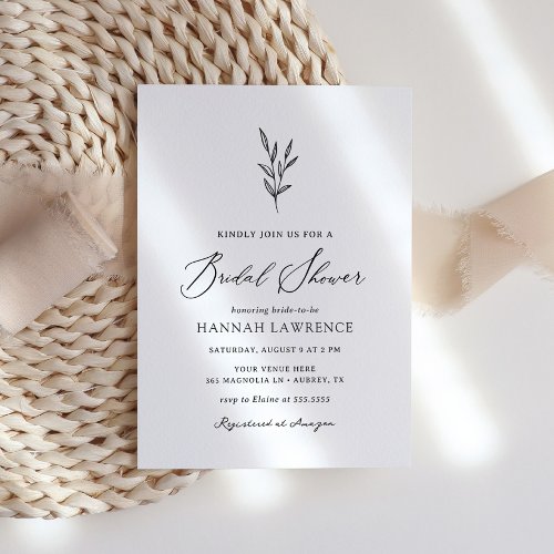 Simple Minimalist Bridal Shower Invitation