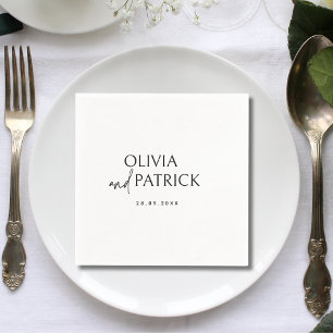 Simple Minimalist Bride and Groom Names Wedding Napkins
