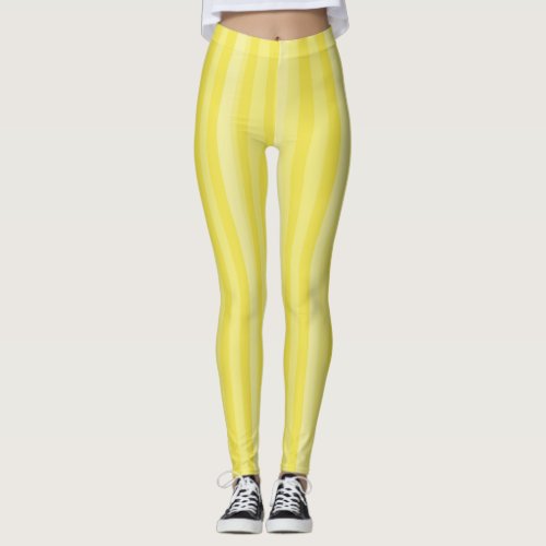 Simple Minimalist Bright Yellow Striped  Leggings