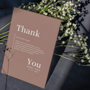 Simple Minimalist Brown Elegant  Thank You Card