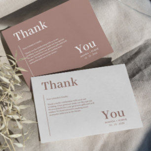 Simple Minimalist Brown Elegant Thank You Card
