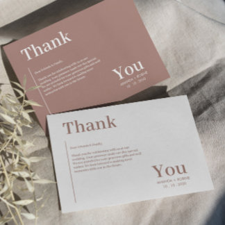Simple Minimalist Brown Elegant Thank You Card