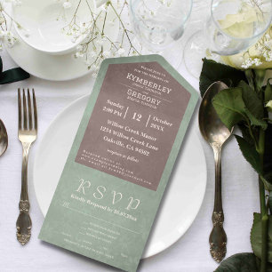 Simple Minimalist Brown Sage Green Email Website All In One Invitation
