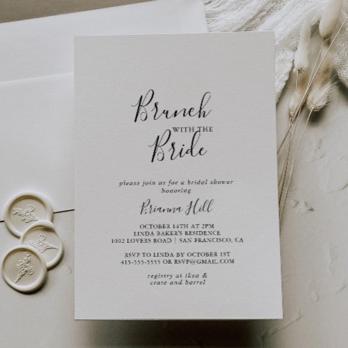 Simple Minimalist Brunch with the Bride Shower Invitation