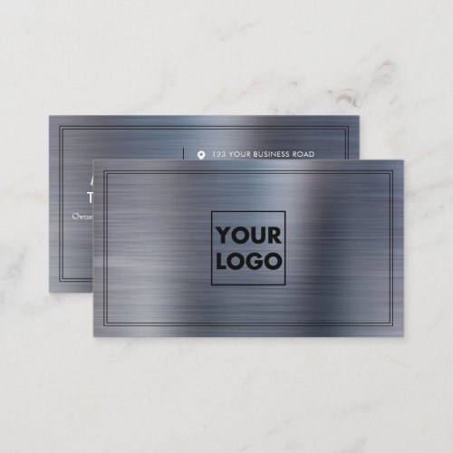Simple Minimalist Brushed Metallic Silver Gray Business Card
