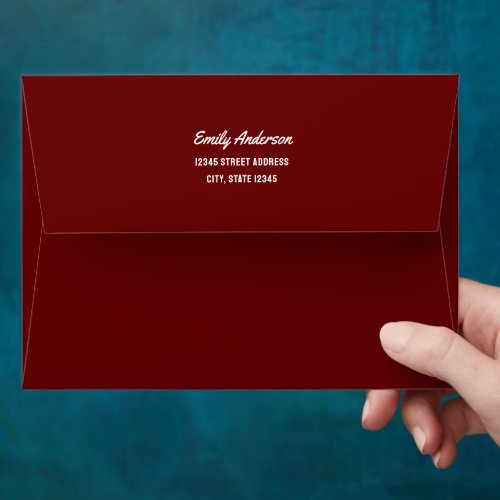 Simple Minimalist Burgundy Return Address Envelope