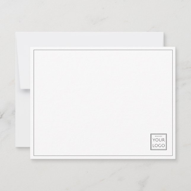 Simple Minimalist Business Company Logo Branded Note Card (Front)