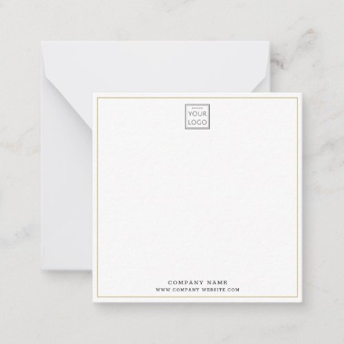 Simple Minimalist Business Logo Company Name Gold Note Card
