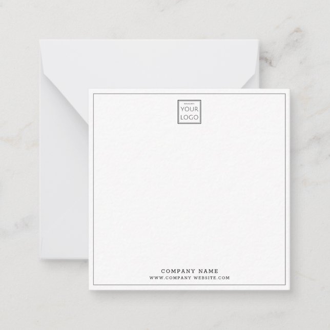 Simple Minimalist Business Logo Company Name Gray Note Card (Front)