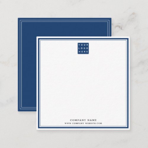 Simple Minimalist Business Logo Company Name Navy Note Card