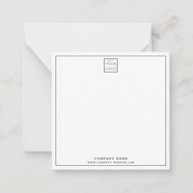 Simple Minimalist Business Logo Company Name Note Card (Front)