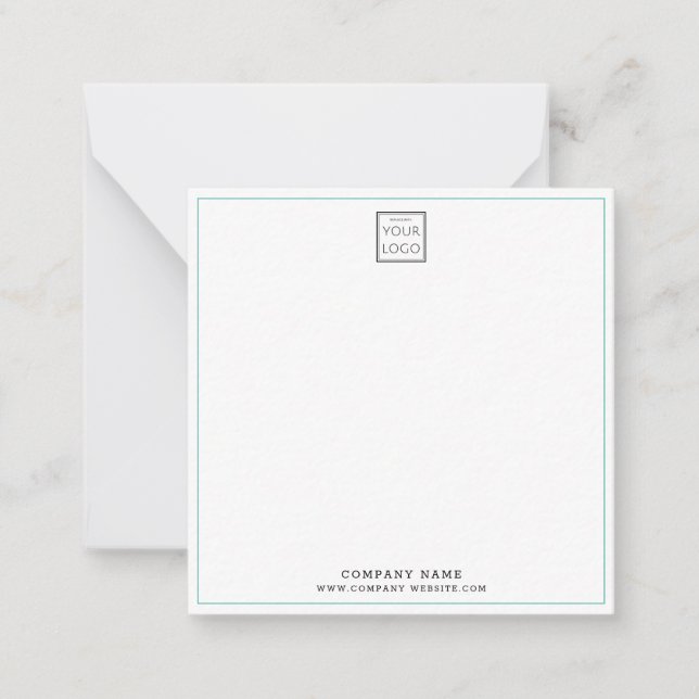 Simple Minimalist Business Logo Company Name Teal  Note Card (Front)