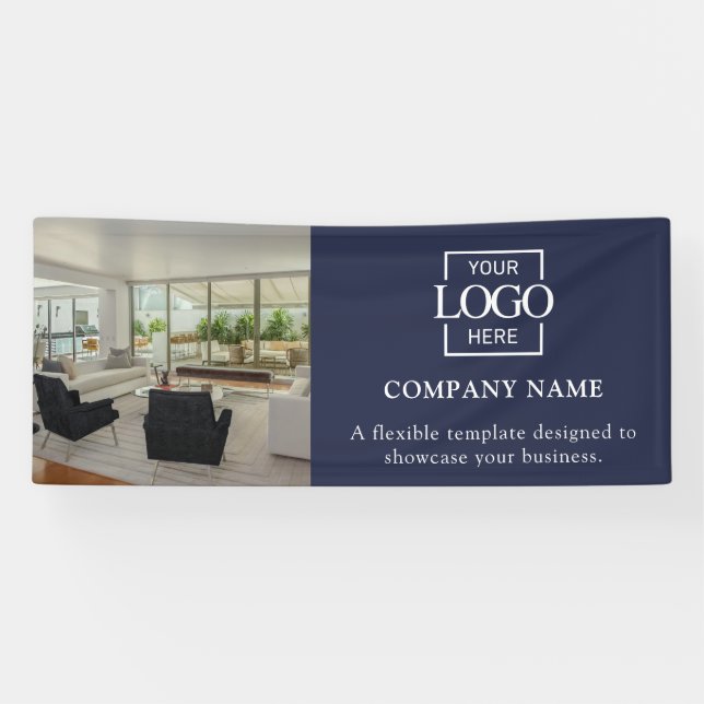 Simple Minimalist Business Logo Professional Vinyl Banner (Horizontal)