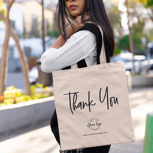 Simple Minimalist Business Thank you Custom logo Tote Bag