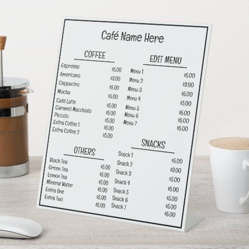 Simple Minimalist Caf Coffee Shop Menu  Pedestal Sign